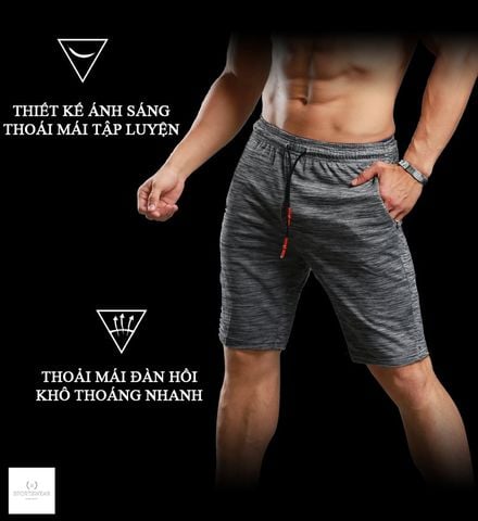  Quần short tập gym trơn xám Lie Xing 