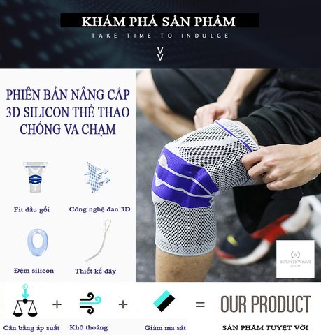  Găng đeo tập gym bảo vệ khớp gối chân 3D silicone 