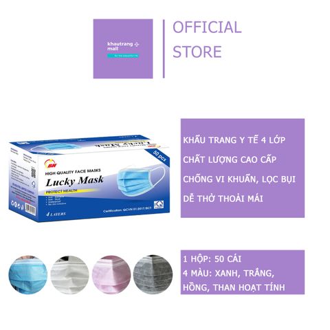  Khẩu trang y tế cao cấp 4 lớp Lucky Mask V1 (Hộp 50 cái) 