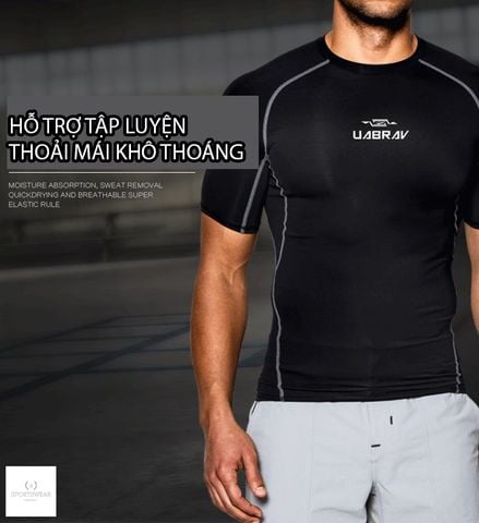  Áo tay ngắn ôm sát phối màu UABRAV 