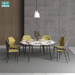 Bàn Ăn Tròn 2 Mặt Đá 6 Ghế BA01T-D15 Mâm xoay