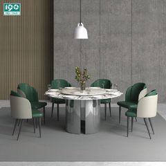 Bàn Ăn Tròn 2 Mặt Đá 6-8 Ghế BA01T-D15 Mâm xoay