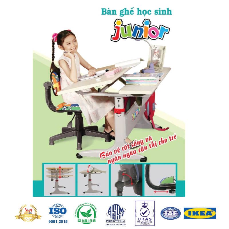 Bàn Học Sinh 1m1 Mặt Trắng Sữa BHS01-LG