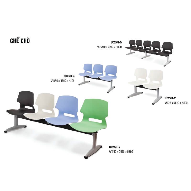 Ghế Chờ Nhựa 2 Chỗ GC248-2 nhiều màu