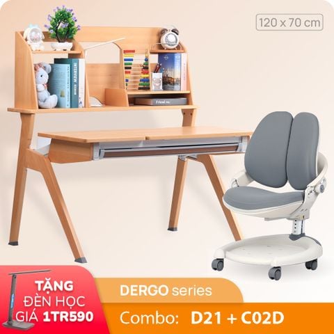  Bộ bàn học thông minh Cao Cấp Gỗ Tự Nhiên D21 - C02D 