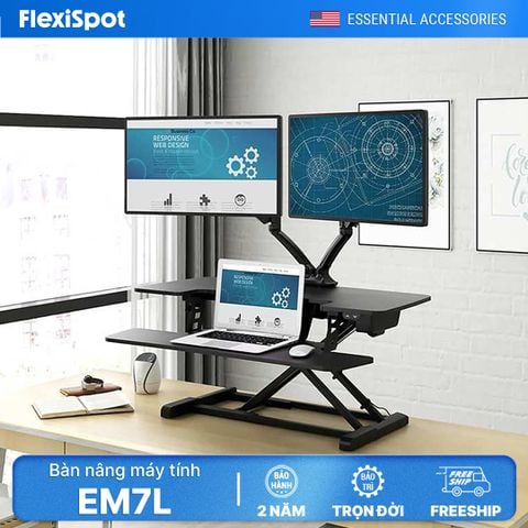  Bàn nâng máy tính điều chỉnh điện chuyển đổi làm việc đứng Flexispot EM7L 