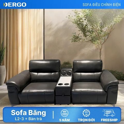  Sofa băng L2- 3 chỗ, điều khiển điện, kèm bàn trà 