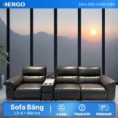 Sofa băng L3- 4 chỗ, điều khiển điện, kèm bàn trà hiện đại