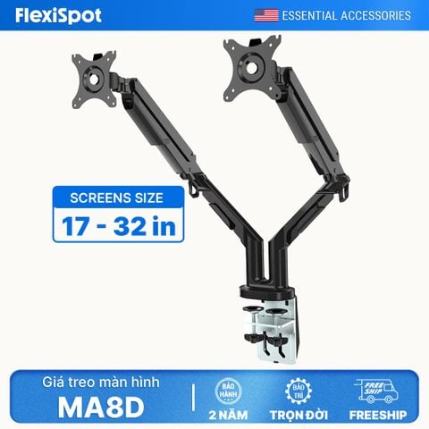  Giá treo màn hình tay đỡ màn hình đôi 17-32 inch - Flexispot MA8D (Black/White) 