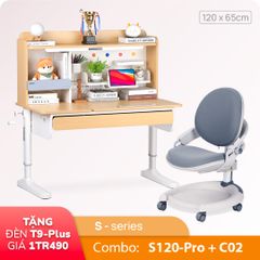 Bộ bàn học thông minh gỗ tự nhiên iSmart Super Star S120 Pro