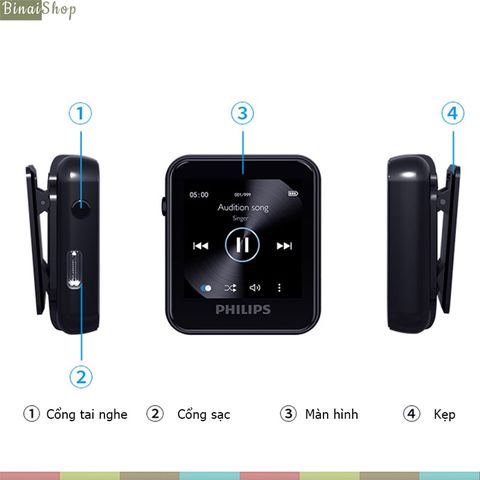 Philips SA6116MP3 - Máy Nghe Nhạc Thể Thao, Bluetooth 5.0, Cảm Ứng – BINAI