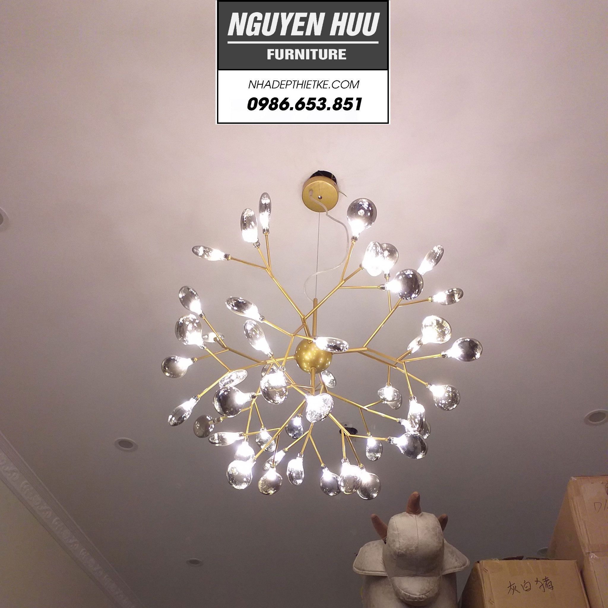 TH 187A1 - Đèn Trần , Đèn Chùm Đẹp Heracleum Thủy Tinh - Dạng Chùm