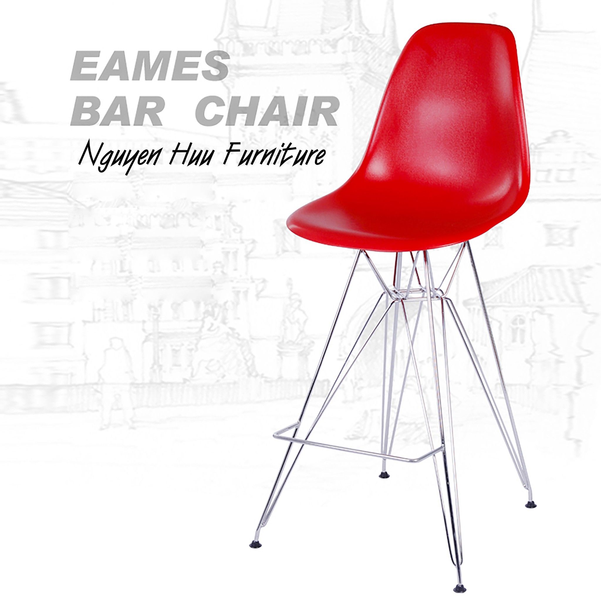 Ghế bar eames chân thép