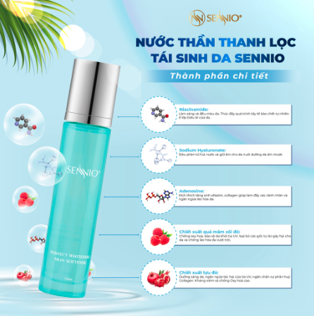 Nước hoa hồng se khít lỗ chân lông SennioPerfect Whitening Skin Softner cấp ẩm tái tạo và phục hồi da 120ml SENNIO