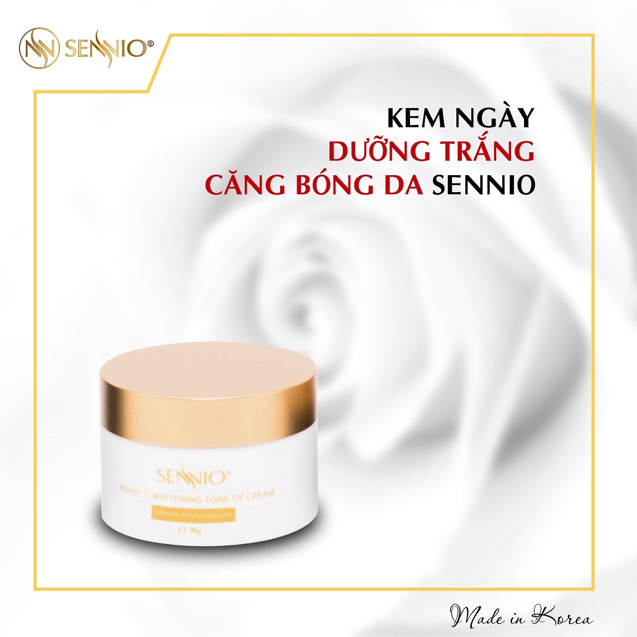 Kem ngày dưỡng trắng, căng bóng da Sennio -Sennio perfect whitening tone up cream