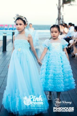  PINKOCEAN - Đầm Công Chúa Giúng Phối Tay Phồng (Xanh Ngọc) 48 