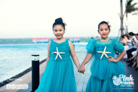  PINKOCEAN - Đầm Công Chúa Tay Lưới Phồng 57 (Xanh Nhạt) 