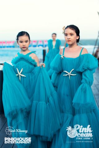  PINKOCEAN - Đầm Công Chúa Voan Ngực 55 (Xanh Nhạt) 