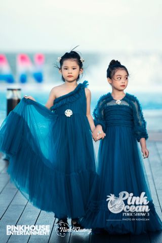  PINKOCEAN - Đầm Công Chúa Tay Dài 64 (Xanh Thẩm) 