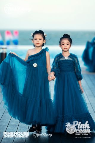  PINKOCEAN - Đầm Công Chúa Tay Dài 64 (Xanh Thẩm) 