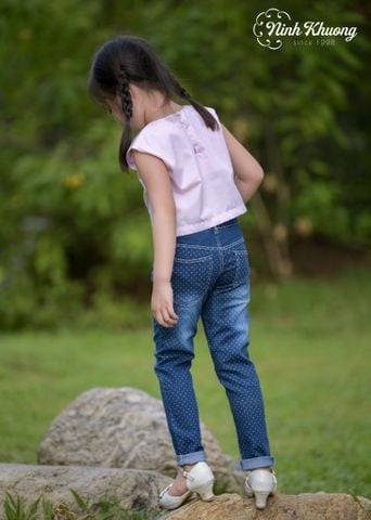  Quần Jean bé gái hoa mai 