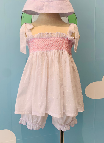 Đầm smock trắng viền xanh  Annie House Kids  Thế giới váy của các thiên  thần nhỏ