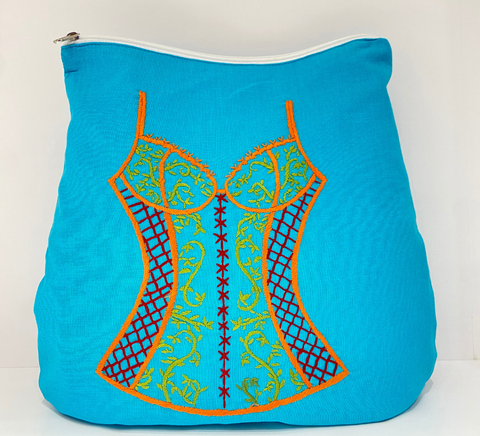  Túi đồ lót đáy bầu dây kéo thêu tay Ninh Khương (màu/hình thêu ngẫu nhiên) 