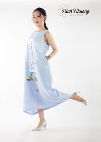  Đầm kiểu người lớn free size-M4-xbue nhạt line 