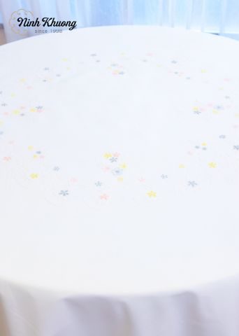  Khăn bàn tròn 4k - 150cm-Cip-Mai khuyên tam giác màu 