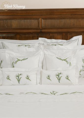  Set Bộc mền,Ga,Gối giường đôi/6pcs-Line-Sạc đông xanh lá kim tuyến 