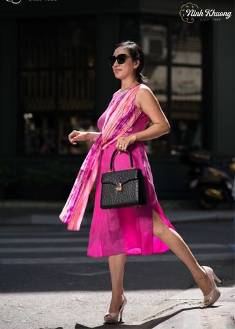  Đầm lụa loang chéo 