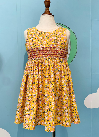  Đầm smock khoét lưng nơ sau 