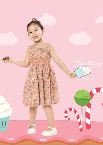  Đầm smock khoét lưng dây cột 