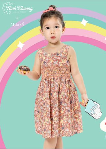  Đầm smock khoét lưng dây cột 