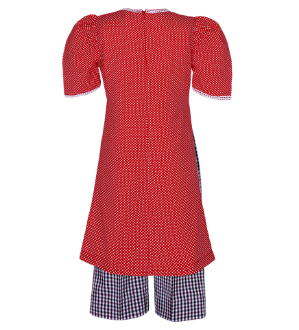  Áo dài cổ tròn tay phồng lỡ ren 