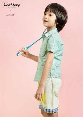  Áo sơ mi  bé trai tay ngắn 