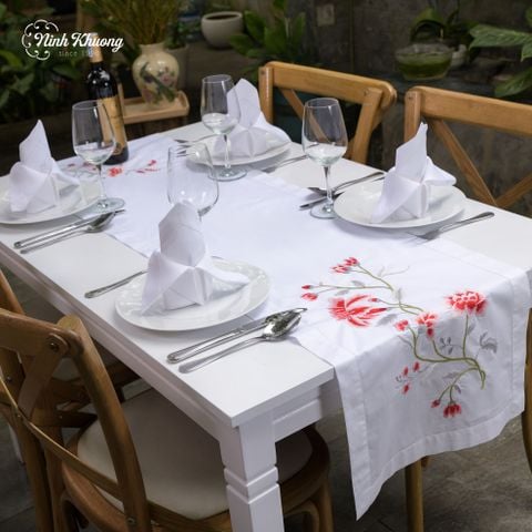  Long tray with tea flowers 