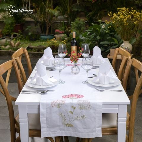  Long tray with red impatiens flowers 