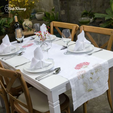  Long tray with red impatiens flowers 