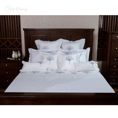  Double bed bedding set - Lotus Leaf (duvet cover 220x240, fitted sheet 270x320, pillows 50x70, 60x60, 45x45, 25x50/pair) - wrapped in CIP fabric 