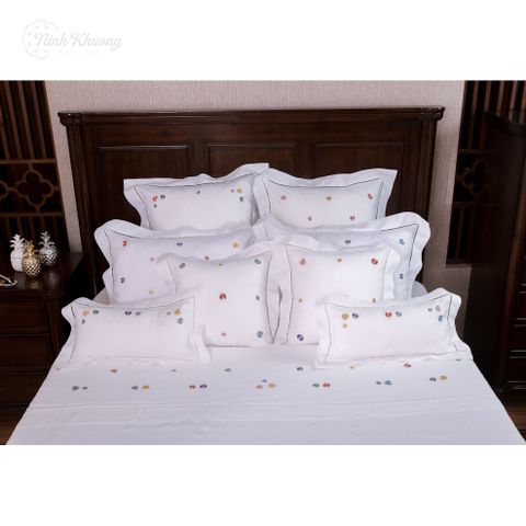  Double bed bedding set - Assorted Colorful Beetles (duvet cover 220x240, fitted sheet 270x320, pillows 50x70, 60x60, 45x45, 25x50/pair) - wrapped in CIP fabric 