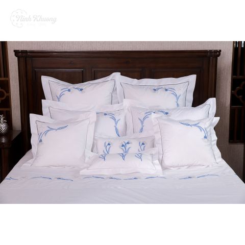  Bedding set - Ocean Blue (duvet cover 220x240, fitted sheet 270x320, pillows 50x70, 60x60, 45x45, 25x50/pair) - wrapped in American cotton fabric 