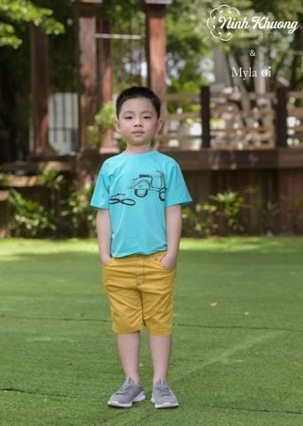  Short-sleeved green t-shirt for boys 