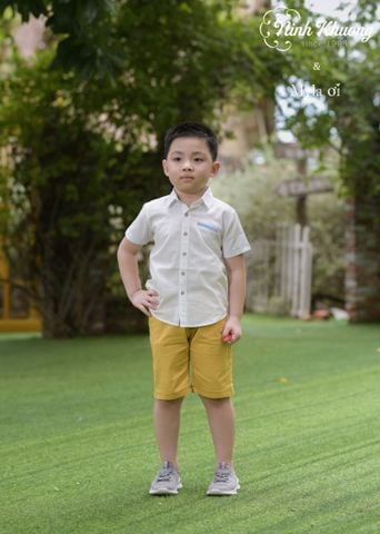 Áo sơ mi tay ngắn màu trắng- bé trai 