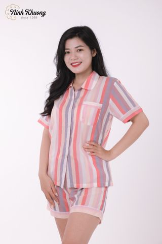  Bộ daltol nữ tay ngắn quần ngắn (Sọc hồng) 