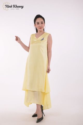 Đầm lụa cổ V 2 lớp size M 