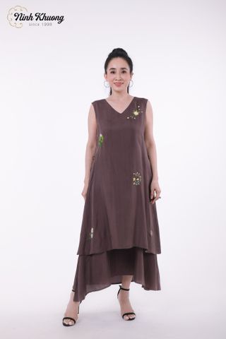  Đầm lụa V 2 lớp thêu | Hàng đặt riêng 