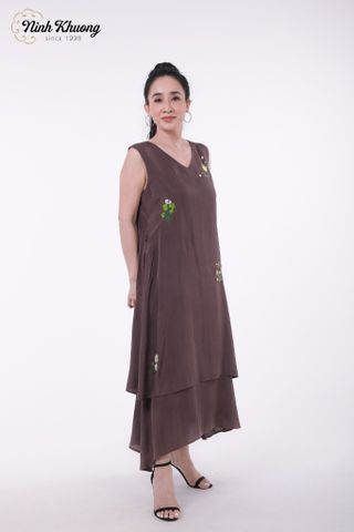  Đầm lụa V 2 lớp thêu | Hàng đặt riêng 