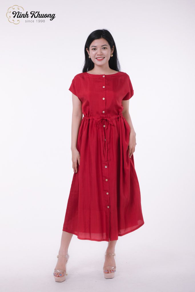 Đầm lụa dây eo