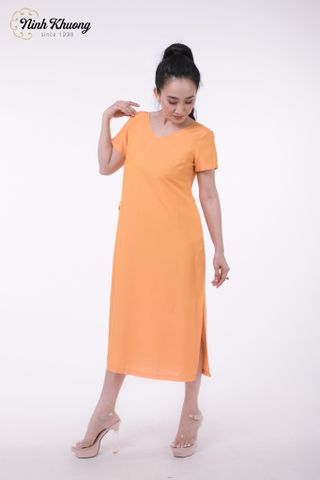  Đầm lụa cổ V tay ngắn | Hàng đặt riêng 